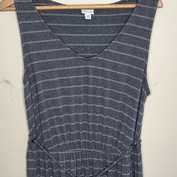 Merona | Black White Striped V-neck Tank Dress Size Large - Picture 2 of 4